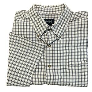 Harbor Bay Big And Tall Mens Button Up Short Sleeved Plaid Shirt Navy/White 2XL